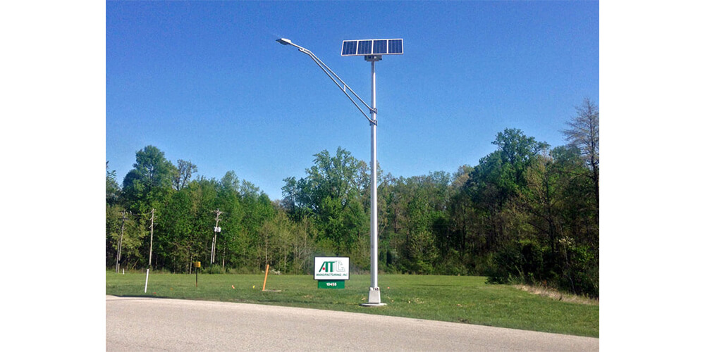 The solar street light with pole present